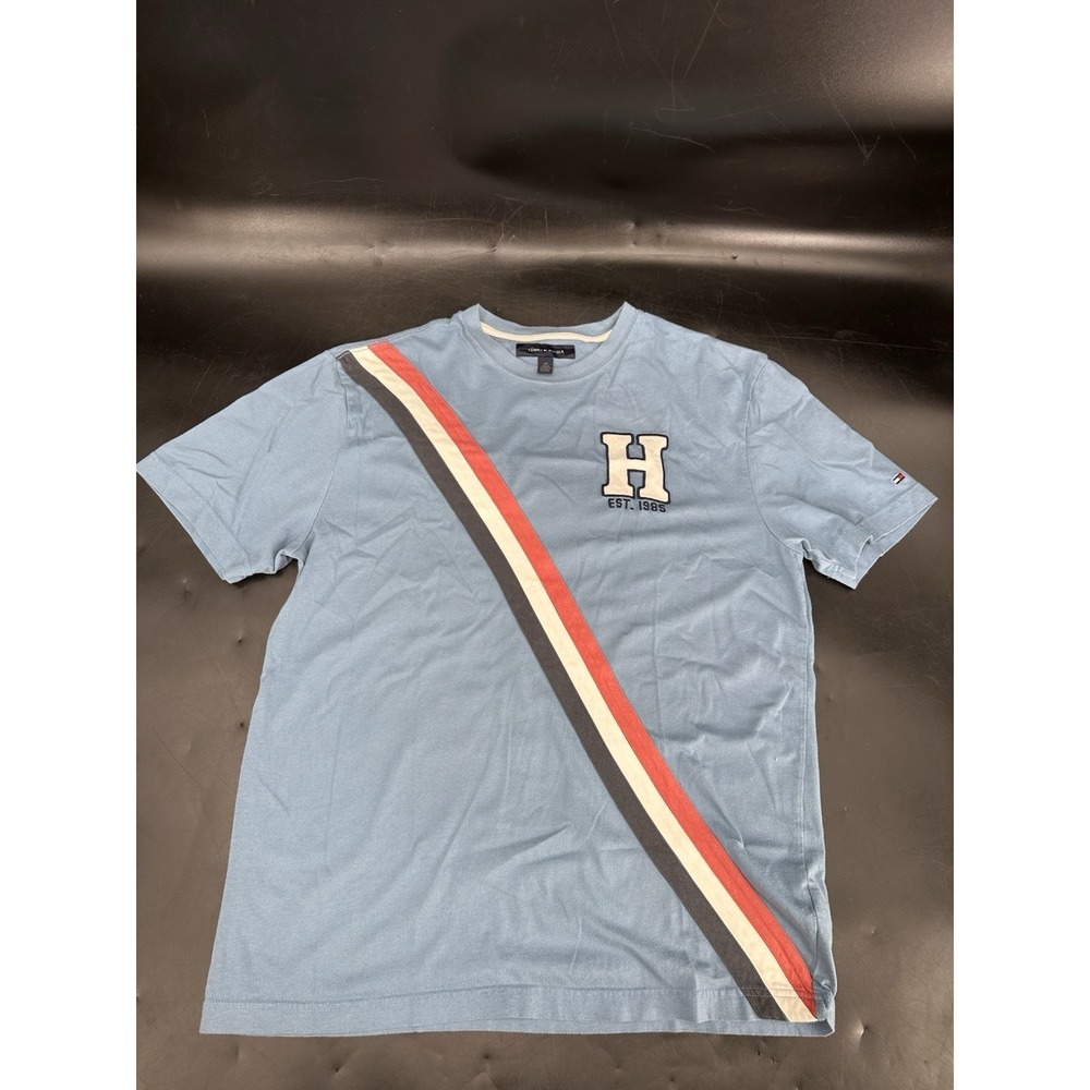 Tommy Hilfiger Ithaca Button Up Blue/White Stripe Mens 17 32/33 XL‎ Slim Fit